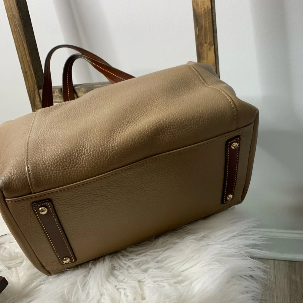 Dooney & Bourke Brown Leather Tote with Gold Accents